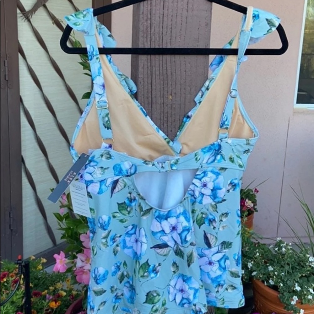 New Alex Marie Blue & Green Floral 2 Piece Tankini Swimsuit *Top 16, Bottoms 12* - Picture 3 of 13